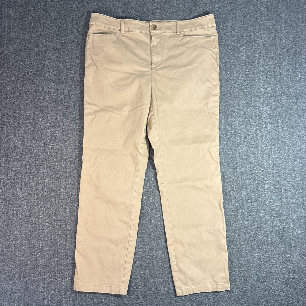 LOFT Women's Slim Straight Khaki Chino Pants Cotton Blend Twill Flat Front Sz 12